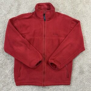 L.L. Bean Full Zip Fleece Jacket M Red Outdoor Casual Layer Warm Classic Pockets